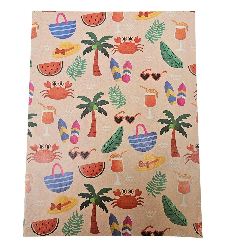 Lot 6 Folded Gift Wrapping Paper Sheets Donut Beach Cupcake Tropical‎ Prints